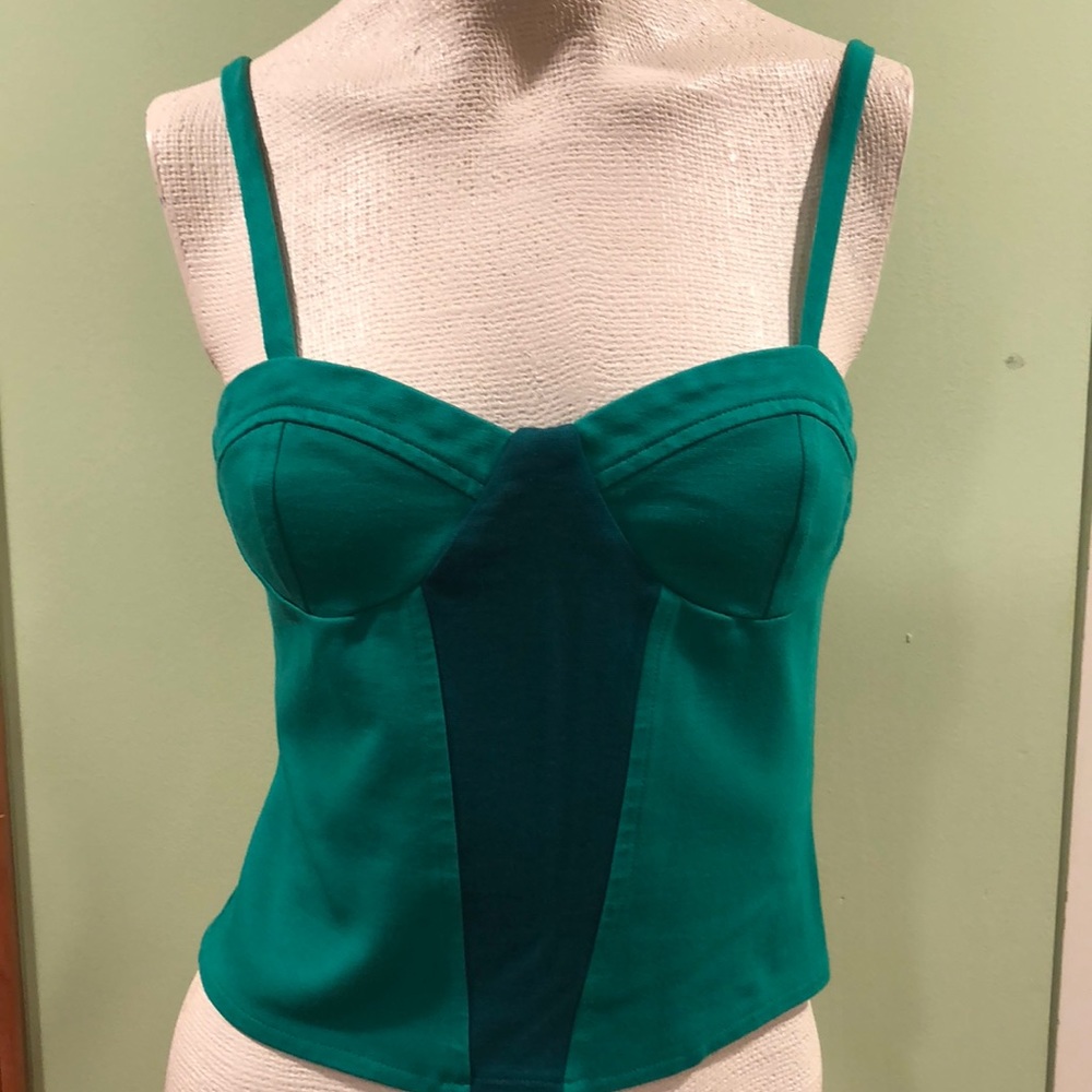 Green crop top with zipper in back
